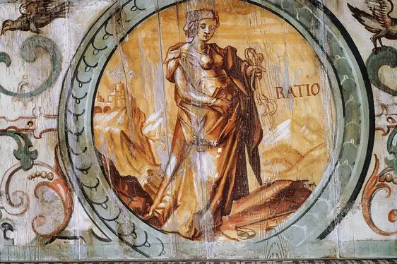 Bozen, Palais Rottenbuch: bemalte Holzdecke (1558-1598)