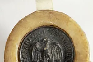 Das jüngere große Siegel der Stadt Meran an einer Urkunde von 1417, Foto: Südtiroler Landesarchiv, 2001