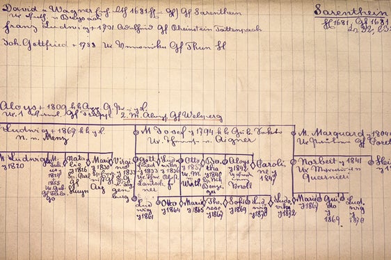 Die Grafen von Sarnthein stammen vom Augsburger Handelsmann David Wagner ab. SLA, Familienarchiv Welsperg-Primör, Nr. 1593 (229).