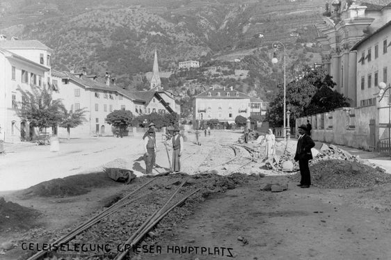 Geleiseverlegung auf dem Grieser Platz, Südtiroler Landesarchiv, Archiv der Etschwerke, Nr. 218