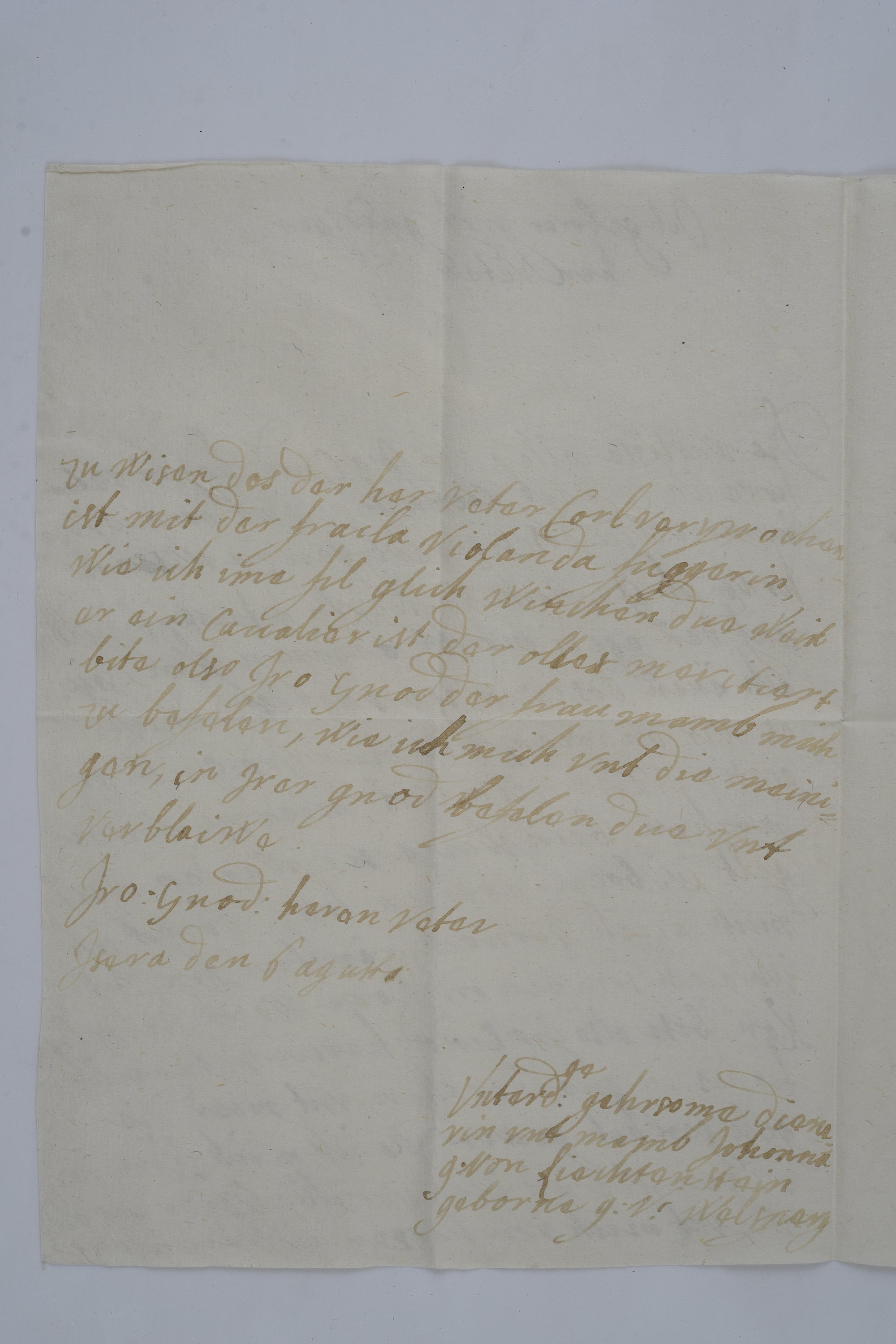 Brief der Johanna Felicitas an Guidobald Anastasius von Welsperg (1701)