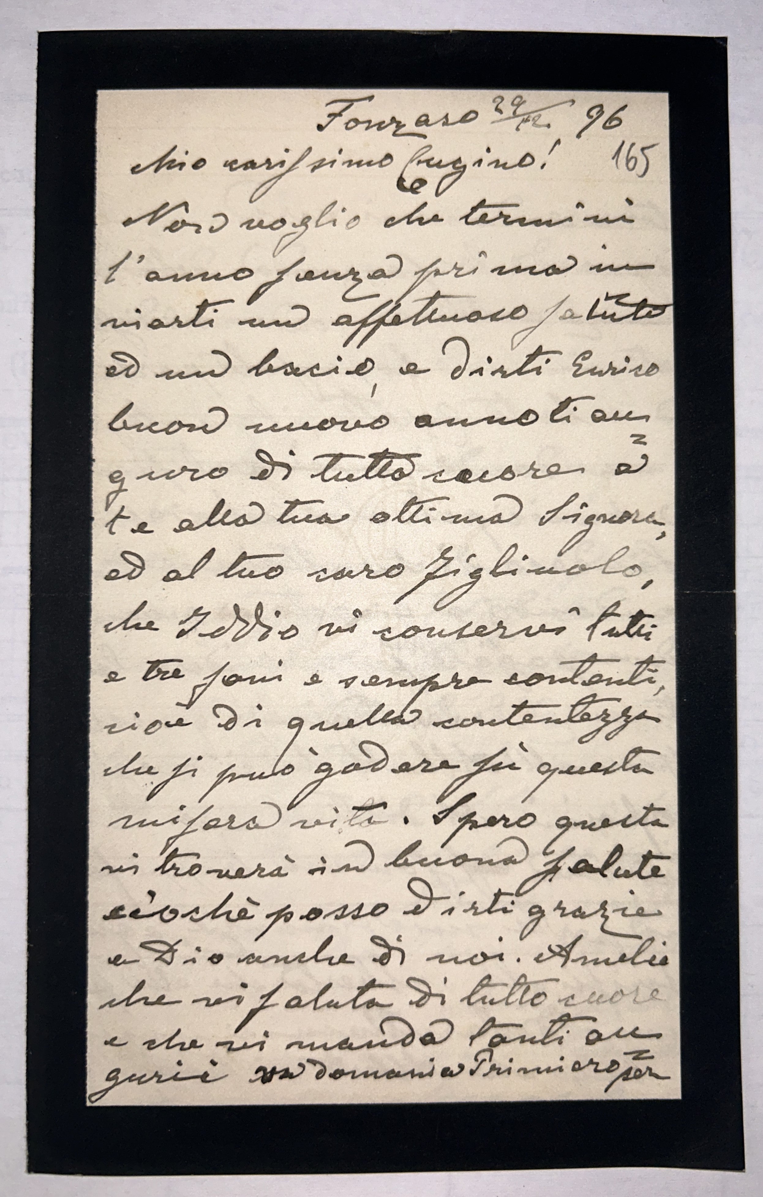 Lettera di Enrico Sarnthein a Heinrich Welsperg del 29 dicembre 1896. ApBz, Archivio di famiglia Welsperg-Primör, n. 1590 (fol. 165-166).