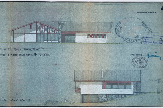 Prospetti della scuola elementare di S. Pancrazio, progettata dall'architetto Willy Gutweniger, 1961 (Genio civile - edifici pubblici, n. 93)