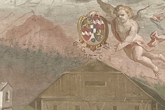 Ausschnitt aus dem Altarbild - Der Stifter: G(raf) G(uidobald) Z(u) W(elsperg) 1720 (Foto: Philipp Tolloi)