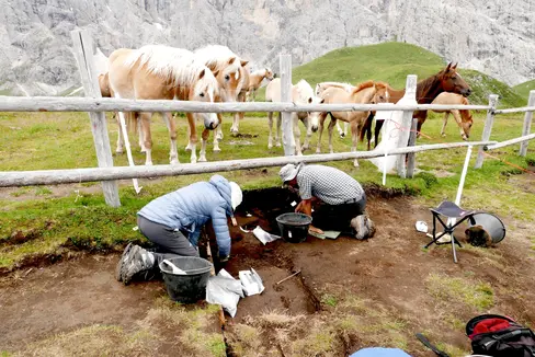 Ausgrabung auf der Seiser Alm (Foto: Klaus Kompatscher)