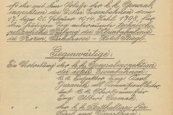 Ispezione tecnica della tramvia di Bolzano, via Parco-Hotel Stiegl, Archivio Provinciale di Bolzano, Archivio dell'Azienda Elettrica Consorziale, Pos. XX.13