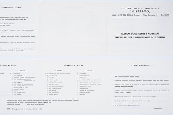 Liste der für den Ferienaufenthalt beizubringenden Unterlagen sowie der mitzubringenden Kleidungsstücke und Toilettenartikel, um 1965 (Amt für Familie, Frau und Jugend Nr. 4459)
