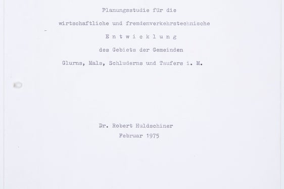 Studio di fattibilità sullo sviluppo turistico in Alta Val Venosta, 1975