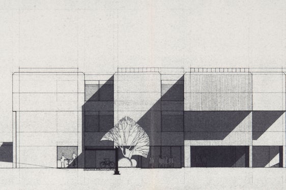 Prospetti del liceo scientifico J. P. Fallmerayer a Bressanone, progettato dall'architetto Othmar Barth e finanziato dalla Giunta provinciale, 1969 (Archivio Othmar Barth, n. 323)