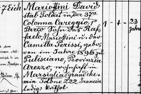 Ausschnitt aus dem Totenbuch der Pfarrei Terlan 1919