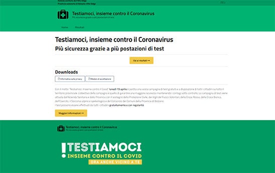 Il sito raccoglie i risultati dei testi nasali rapidi Il sito raccoglie i risultati dei testi nasali rapidi
