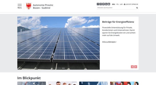 Das neue Einstiegsportal unter home.provinz.bz.it Das neue Einstiegsportal unter home.provinz.bz.it