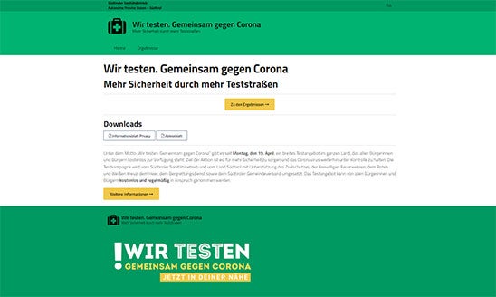 Website mit den Ergebnissen von "Wir testen" Website mit den Ergebnissen von "Wir testen"