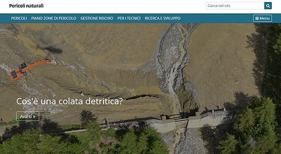 Homepage del sito "Pericoli naturali" Homepage del sito "Pericoli naturali"