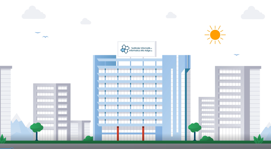 Das ist der Sitz der Südtiroler Informatik AG, die sich im Video vorstellt Das ist der Sitz der Südtiroler Informatik AG, die sich im Video vorstellt