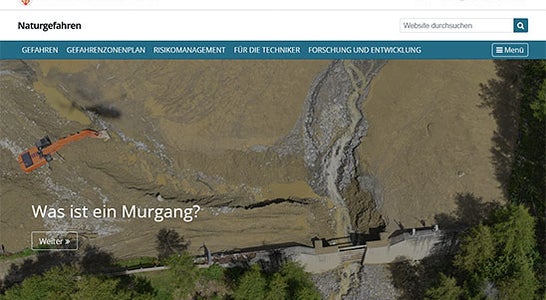 Die Homepage der neuen Website Naturgefahren Die Homepage der neuen Website Naturgefahren