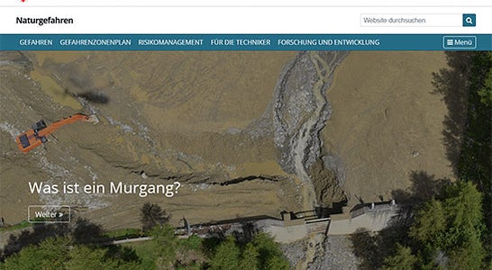 Die Homepage der neuen Website Naturgefahren Die Homepage der neuen Website Naturgefahren
