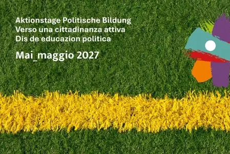 Il prossimo anno si terranno le Giornate di cittadinanza attiva sul tema spazi d'azione. Chi intende organizzare eventi su questo tema dal 2 al 9 maggio 2027 può rivolgersi all’Ufficio Educazione permanente e lingue. (Grafica: Ufficio Educazione permanente e lingue)