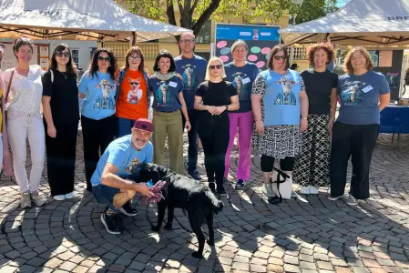 Sprachen am Platz - LIngue in Piazza: bei der diesjährigen #multilingual-Aktion haben die zuständigen Landesämter und private Sprachkursanbieter gemeinsam sprachliche Vielfalt auf den Domplatz in Brixen gebracht. (Foto: Amt für Weiterbildung und Sprachen)