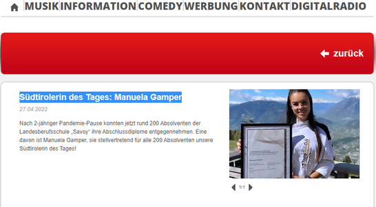 Manuela Gampe: Südtirolerin des Tages 27.04.2022 Manuela Gampe: Südtirolerin des Tages 27.04.2022