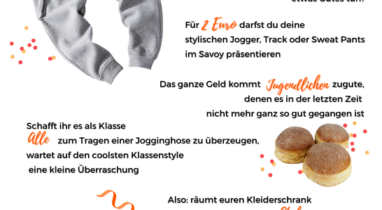 Die Jogginghosen Challenge- Eine Spendenaktion „von Jugendlichen für Jugendliche“ Die Jogginghosen Challenge- Eine Spendenaktion „von Jugendlichen für Jugendliche“