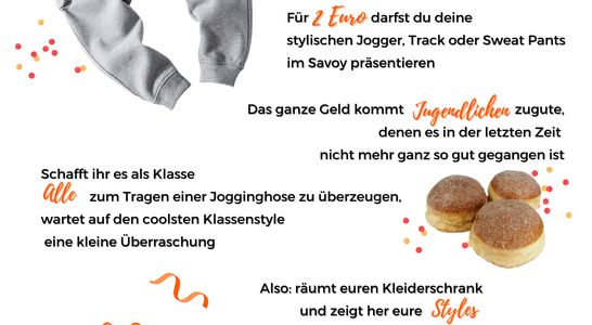 Die Jogginghosen Challenge- Eine Spendenaktion „von Jugendlichen für Jugendliche“ Die Jogginghosen Challenge- Eine Spendenaktion „von Jugendlichen für Jugendliche“