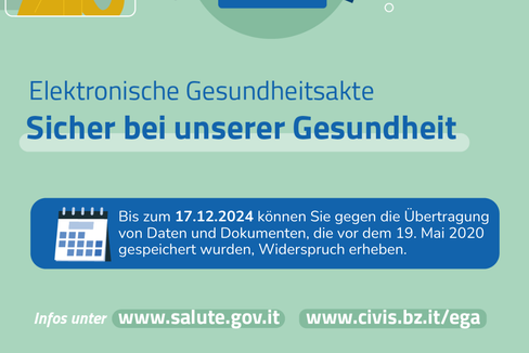 Wer die persönlichen medizinischen Daten und Dokumente nicht in die Elektronische Gesundheitsakte einspeisen lassen möchte, kann dies bis zum 17. Dezember online oder in den Gesundheitssprengeln widerrufen (Grafik: LPA)