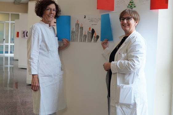 Zweite Fenster: Dorothea Morandell und Laura Battisti, Abteilung Pädiatrie