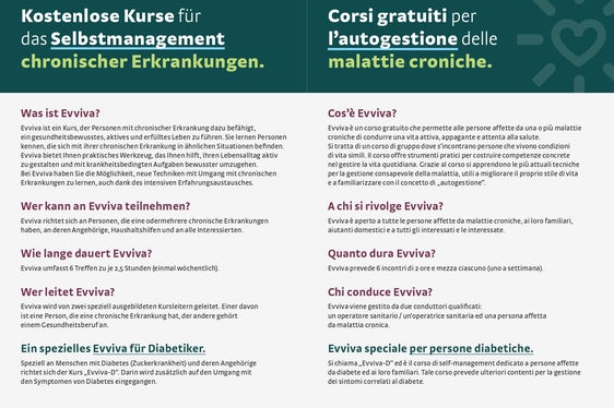 Evviva: corsi gratuiti per l'autogestione delle malattie croniche