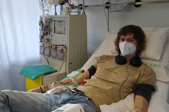 Sohn L. bei der Stammzellenspende