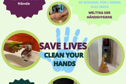Welttag der Händehygiene - Das Plakat: Save lives, clean your hands