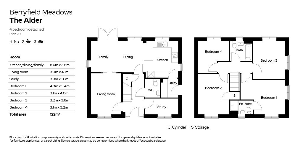 Berryfield Meadows 4 bed floor plans