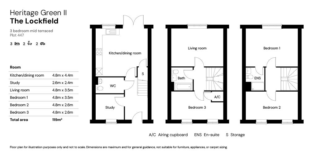 Heritage Green II 3 bed floor plan - Plot 447