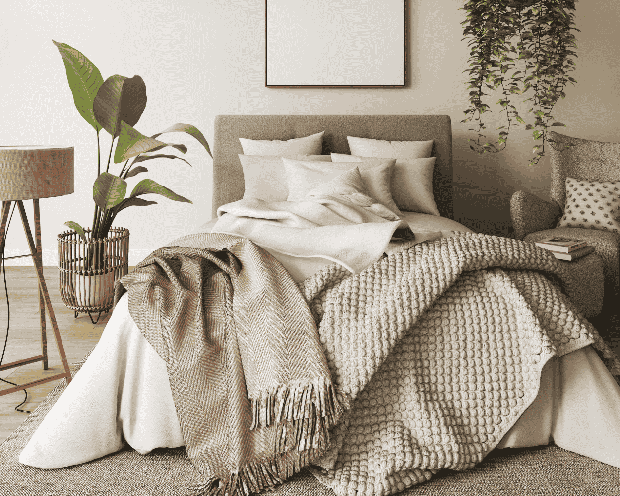 Stock interior image of a bedroom.