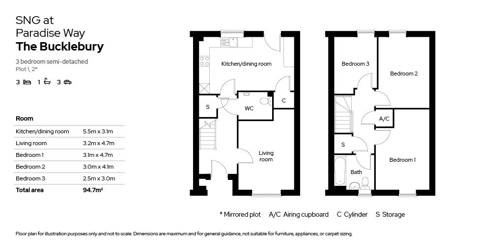 Floor plan for Plots 1 & 2