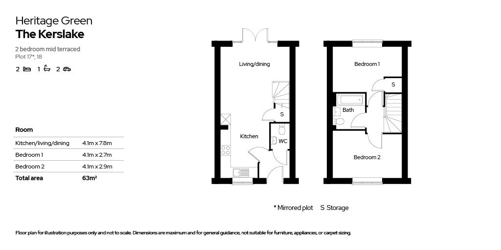 Heritage Green floor plans - 2 beds The Kerslake 17 & 18