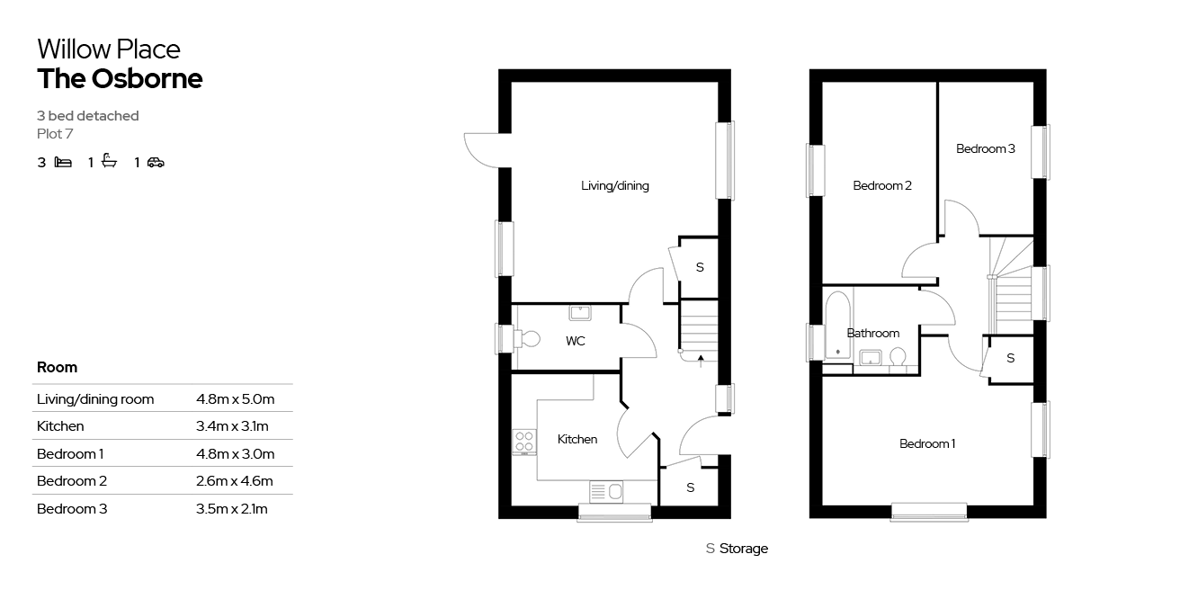 Plot 7 The Osborne (3 bed) floor plan