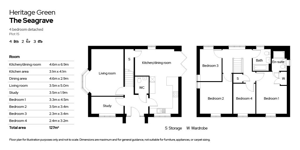 Heritage Green floor plan - 4 bed The Seagrave plot 15