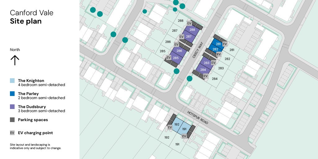 Canford Vale Plots 191 + 192, 281-288 Site Plan