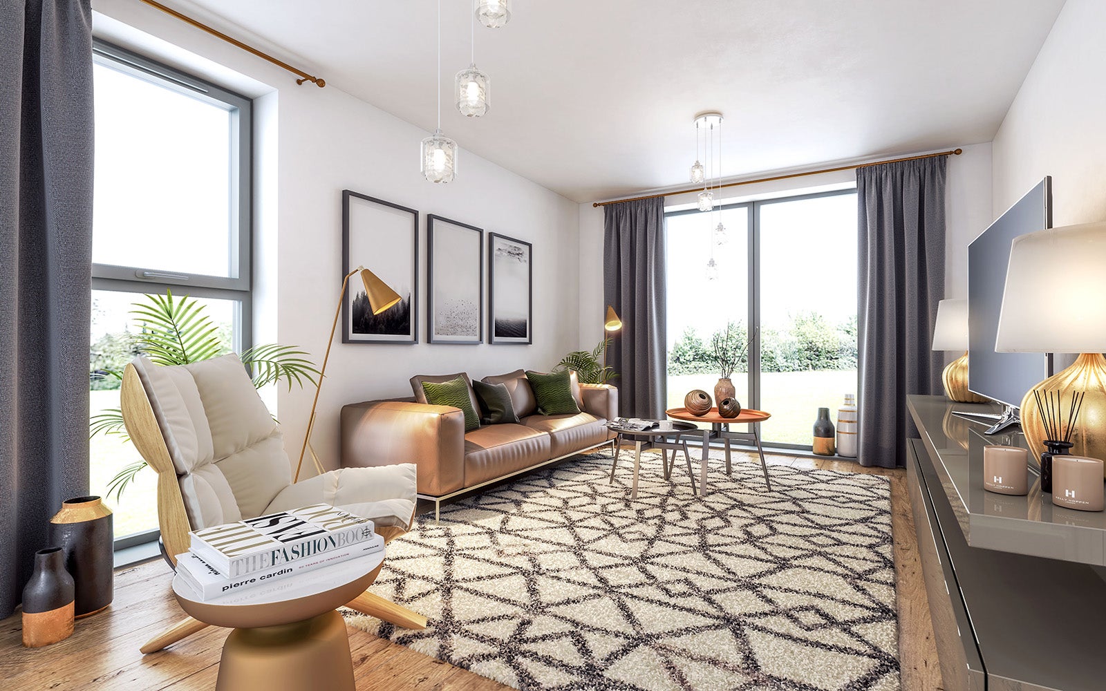 Living room in the show flat at Sterry Court