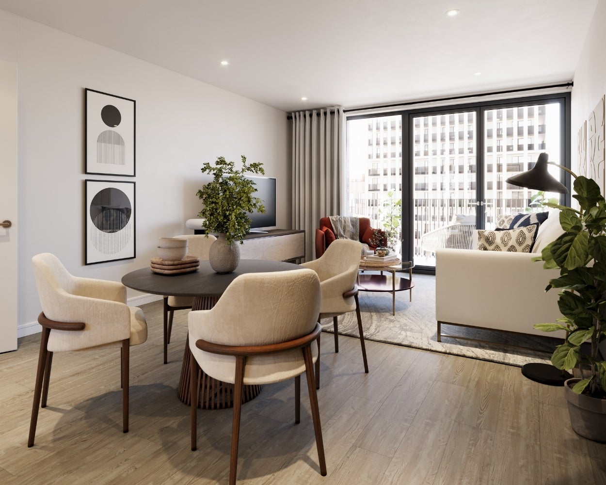 Lounge and balcony CGI for Northwick Parkside
