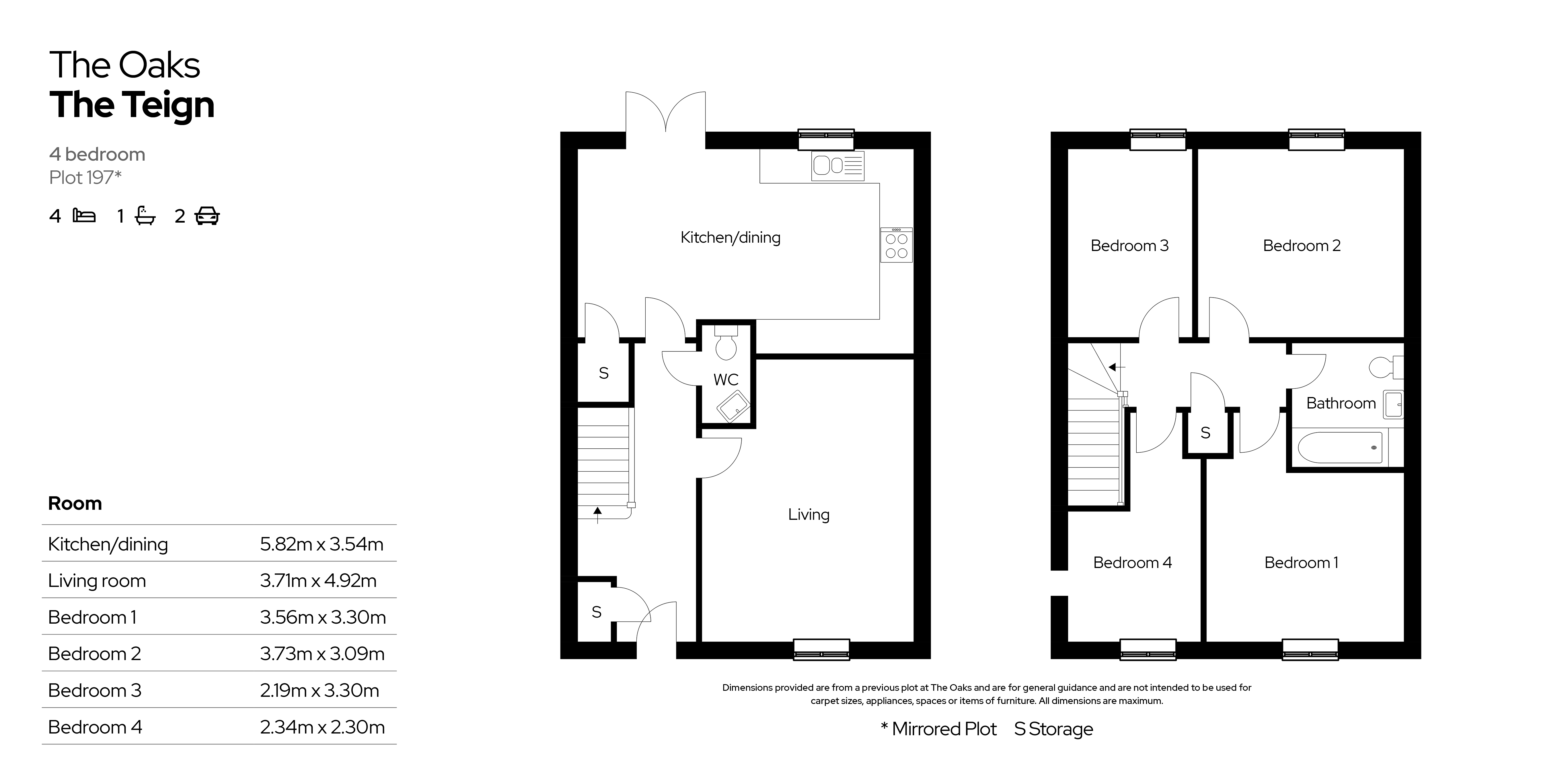 The Oaks floor plans- Plot 197 4 bed