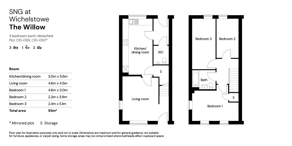 SNG at Wichelstowe floor plan - Plots 89 & 90 (Canalside) 