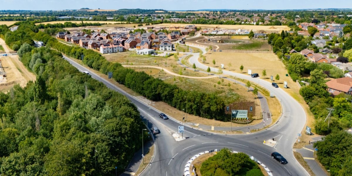 Drone image over Winterbrook Meadows & surrounding area