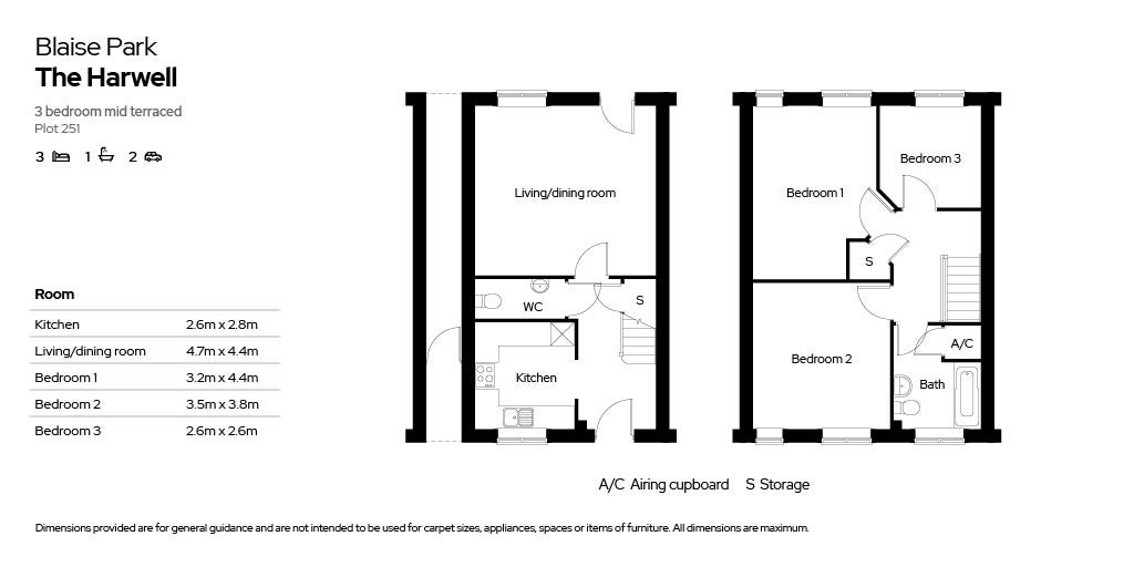 3 bed Floor plan plot 251