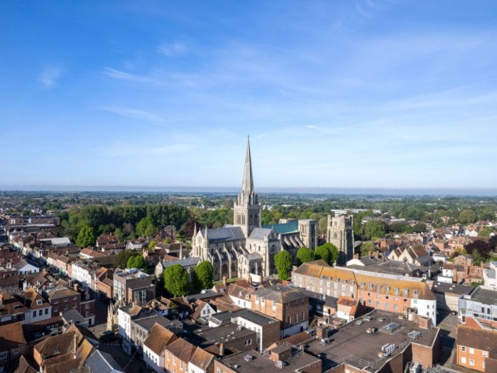Aerial image of Chichester Cathedral 