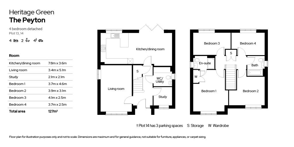 Heritage Green floor plans - 4 beds The Peyton plots 13-14