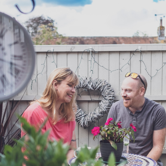 Photo of Jo and Rob enjoying their new shared ownership home