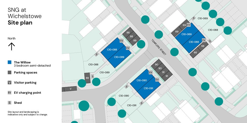 SNG at Wichelstowe site plan - Plots 68 & 69 and 88 - 91 (Canalside) 