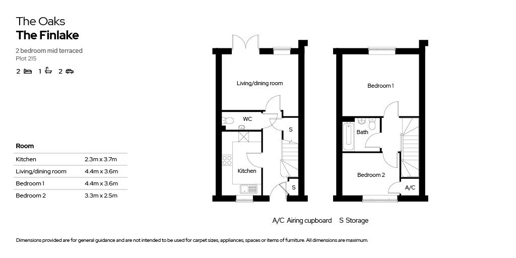 The Oaks floor plans- Plot 215 2 bed
